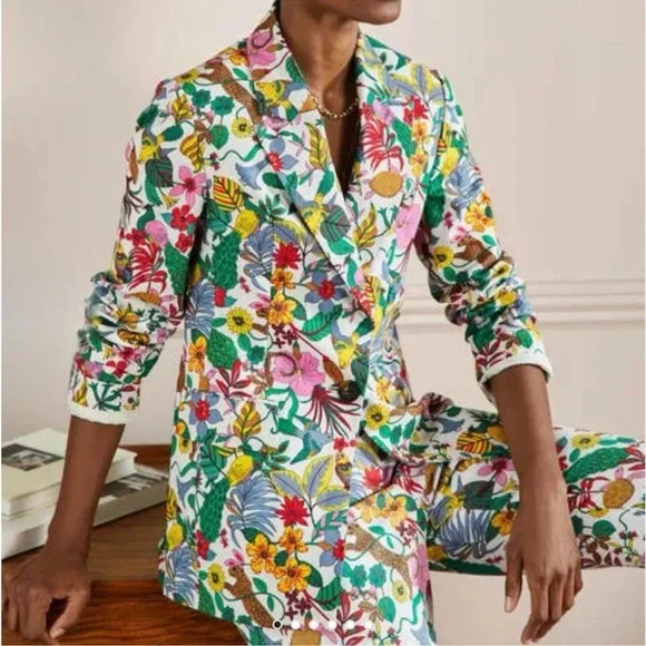 NWT Boden Thea Tailored Linen Blazer Multi, Exotic Paradise, 8P - Picture 1 of 16